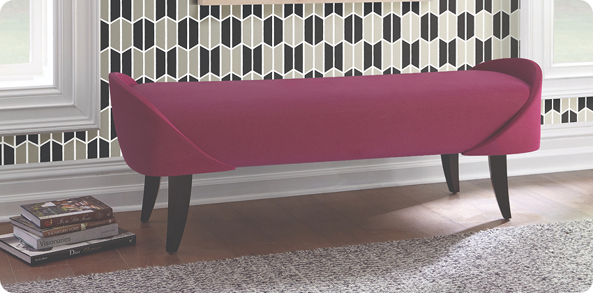 Upholstered custom bench in a modern house